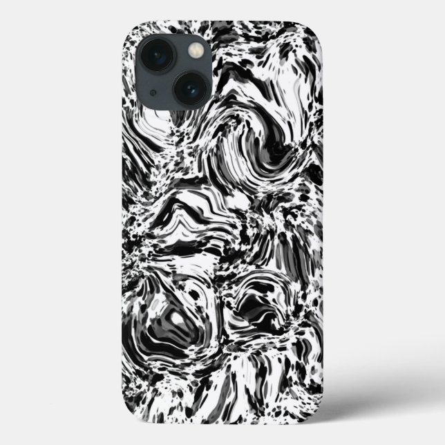 Coques Case-Mate iPhone Motif de papier peint noir en marbre (Verso)