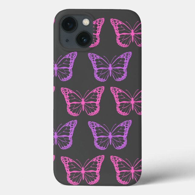 Coques Case-Mate iPhone Motif de papillon floral rose rétro (Verso)