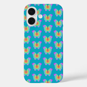 Coque Pour iPhone 16 Motif de papillons de couleur arc-en-ciel