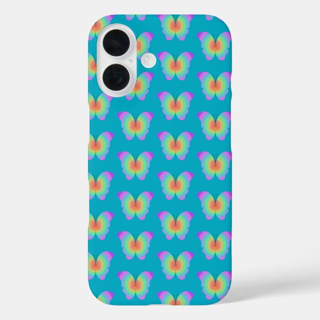 Coques Case-Mate iPhone Motif de papillons de couleur arc-en-ciel (Verso)