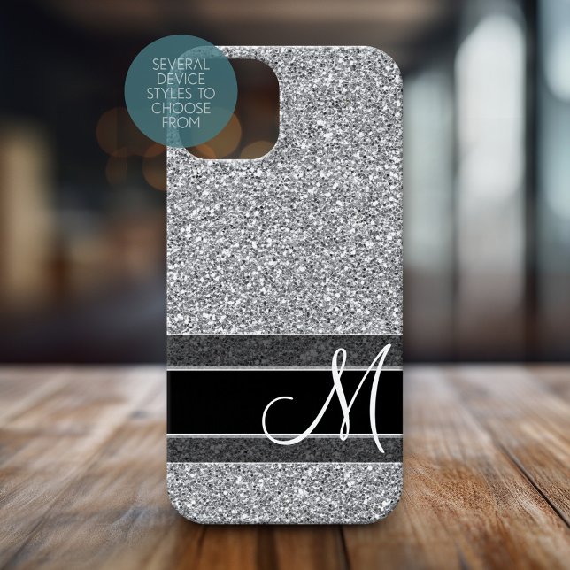 Coques Case-Mate iPhone Motif de Parties scintillant faux avec Monogram Si (Personalized Phone Case with Monogram)