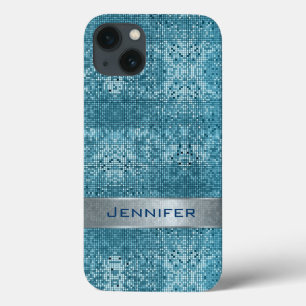 Coques Pour iPhone Motif de Parties scintillant géométrique bleu Aqua