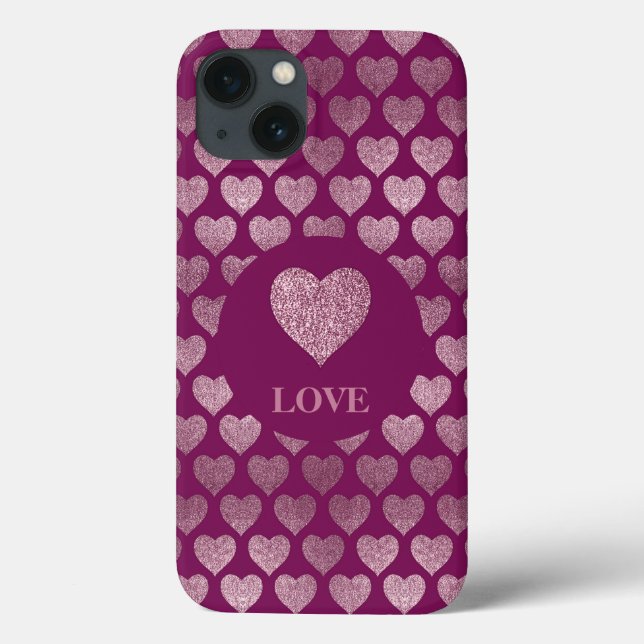 Coques Case-Mate iPhone MOTIF de Parties scintillant LOVE Hearts (Verso)