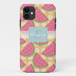 Coque iPhone 11 Motif de pastèque, Pois orange