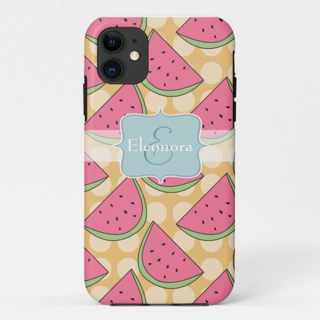 Coques Case-Mate iPhone Motif de pastèque, Pois orange (Dos)