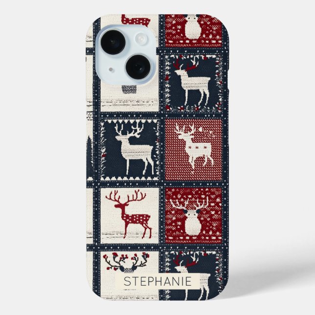 Coques Case-Mate iPhone Motif de patchwork à noeud rustique | nordique (Verso)