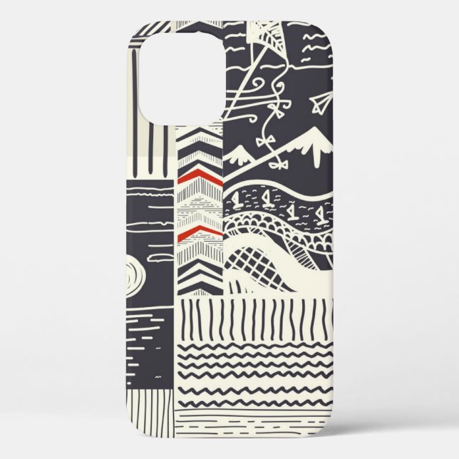 Coques Case-Mate iPhone Motif de patchwork sans couture de doodles abstrai (Verso)