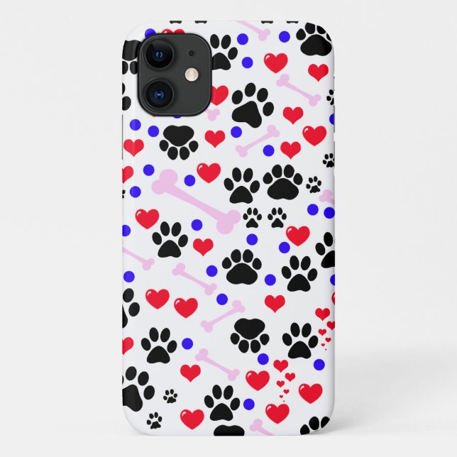 Coques Case-Mate iPhone Motif De Pâtes, Pâtes De Chien, Pâtes Noires, Coeu (Dos)
