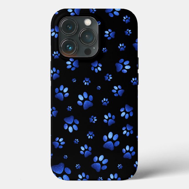 Coques Case-Mate iPhone Motif de patte de chien de parties scintillant ble (Verso)