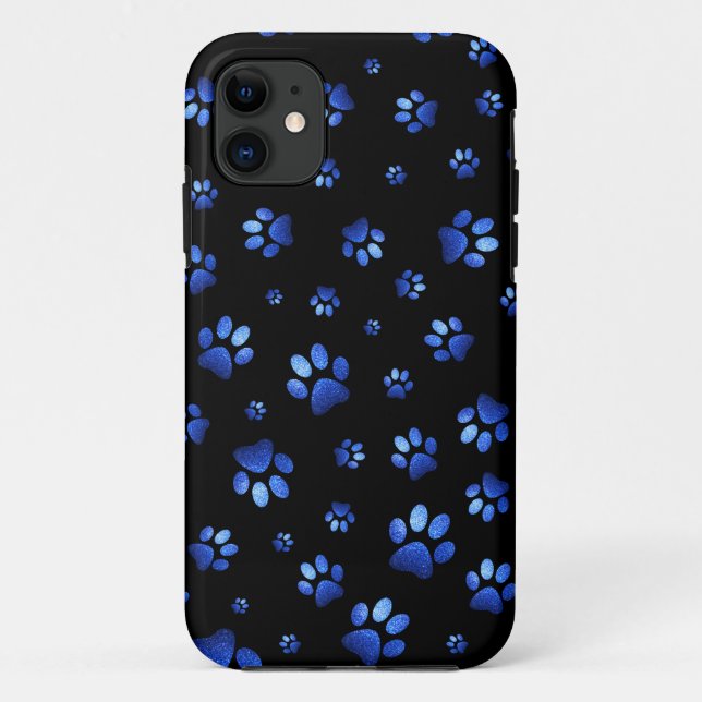 Coques Case-Mate iPhone Motif de patte de chien de parties scintillant ble (Dos)