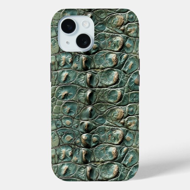 Coques Case-Mate iPhone Motif de peau de reptile vert (Verso)
