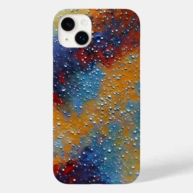 Coques Case-Mate iPhone Motif de peinture bleu rouge jaune texturé (Verso)