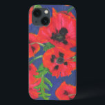 Coque Case-Mate iPhone Motif de pépites rouges et noires orientales<br><div class="desc">Un coque Coque-Mate élégant pour protéger votre iPad Air, avec un beau motif audacieux de rouge écarlate et noir Poppies orientales, sur un arrière - plan bleu profond. Faisant partie de la collection Posh & Painterly 'Oriental Poppies', ce motif peut être facilement customisé en redimensionnant la tuile motif pour un...</div>