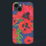Coque Case-Mate iPhone Motif de pépites rouges et noires orientales<br><div class="desc">Un coque Coque-Mate élégant pour protéger votre iPad Air, avec un beau motif audacieux de rouge écarlate et noir Poppies orientales, sur un arrière - plan bleu profond. Faisant partie de la collection Posh & Painterly 'Oriental Poppies', ce motif peut être facilement customisé en redimensionnant la tuile motif pour un...</div>