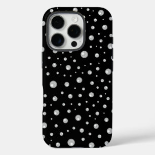 Coque iPhone 16 Pro Motif de perle sur fond noir