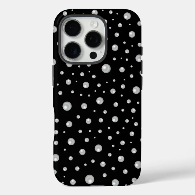 Coques Case-Mate iPhone Motif de perle sur fond noir (Verso)