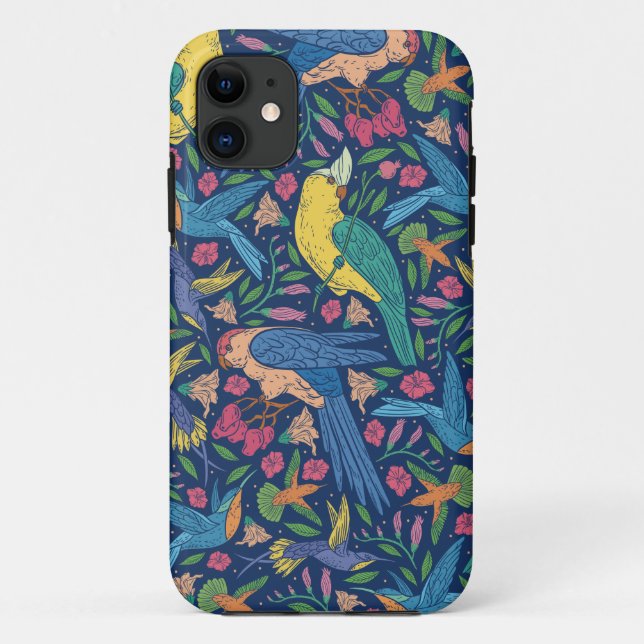 Coques Case-Mate iPhone Motif de perroquets de style Art nouveau (Dos)