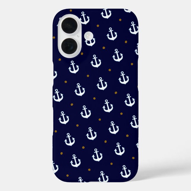 Coques Case-Mate iPhone motif de petites Ancres blanches (Verso)