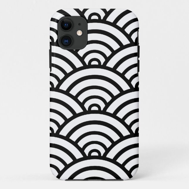 Coques Case-Mate iPhone Motif de pétoncle noir et blanc (Dos)