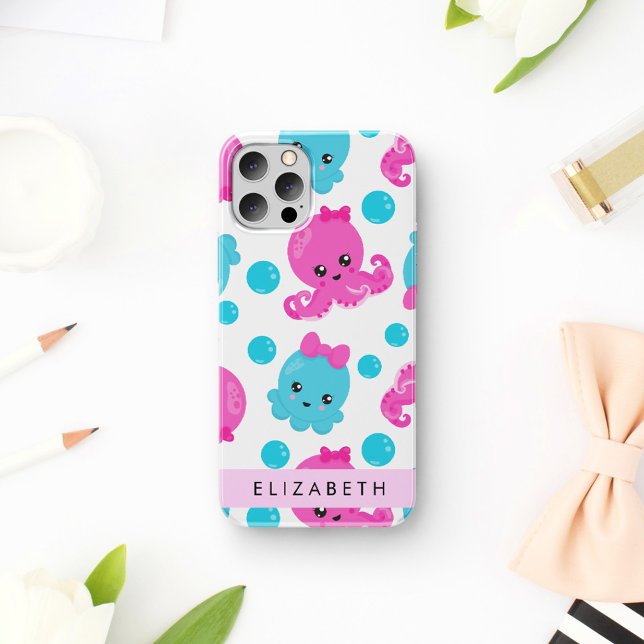 Coques Case-Mate iPhone Motif de pieuvre, Pieuvre mignonne, Mer, Votre Nom (Créateur téléchargé)