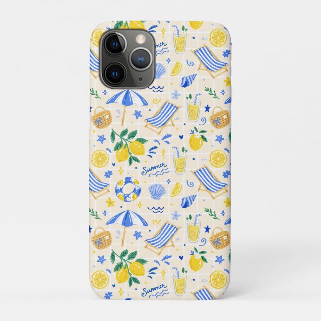 Coques Case-Mate iPhone Motif de plage au citron d'été italien (Dos)
