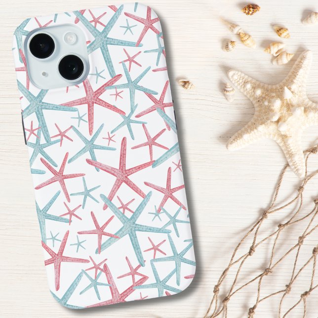 Coques Case-Mate iPhone Motif de plage Tropical (Summer Coastal Teal Pink Nautical Starfish Beach Case-Mate iPhone Case)