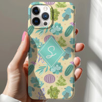 Motif de plante de cactus succulente avec monogram