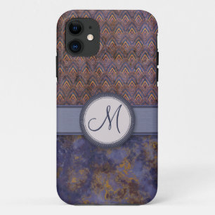 Coque Case-Mate Pour iPhone Motif de plume de bleu royal avec le monogramme