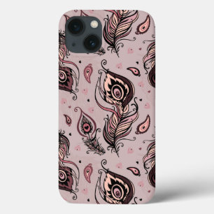 iPhone 13 Case Motif de plume de paon