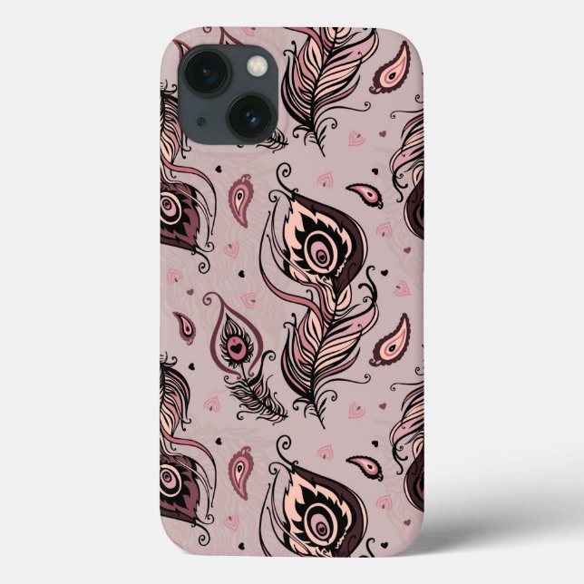 Coques Case-Mate iPhone Motif de plume de paon (Verso)
