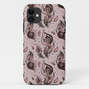 Coque iPhone 11 Motif de plume de paon