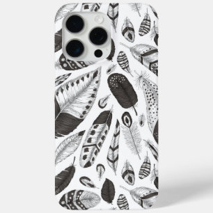 Coque Case-Mate iPhone Motif de plumes noir et blanc