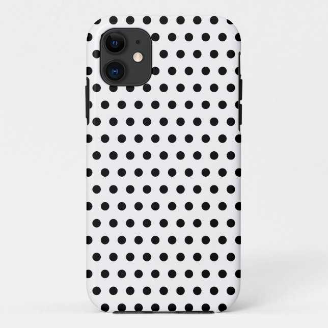 Coques Case-Mate iPhone Motif de point noir et blanc de polka. Tacheté (Dos)