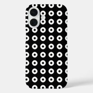 Coques iPhone 16 Motif de point Polka noir/blanc
