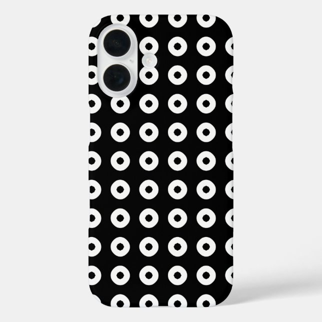 Coques Case-Mate iPhone Motif de point Polka noir/blanc (Verso)