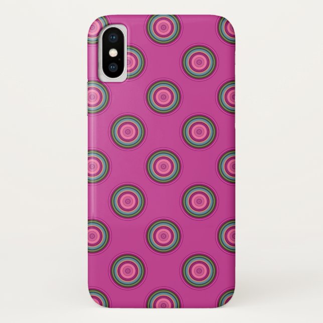 Coques Case-Mate iPhone Motif de point rose chaud (Dos)