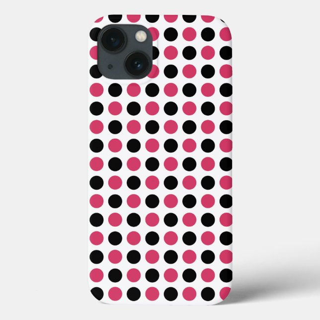 Coques Case-Mate iPhone Motif de point rose et noir Polka Coque-Mate iPhon (Verso)