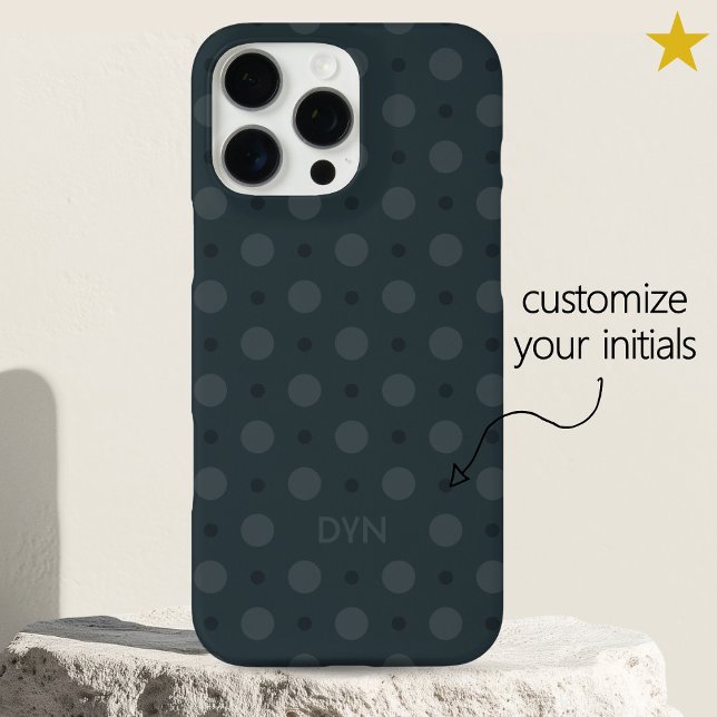 Coques Case-Mate iPhone Motif de points bleus classiques avec initiales et (Créateur téléchargé)