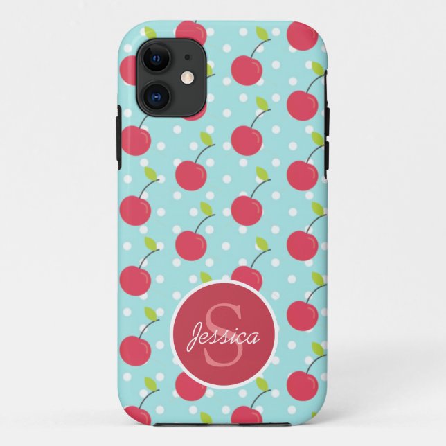 Coques Case-Mate iPhone Motif de points Cerry et Blue Polka personnalisé (Dos)