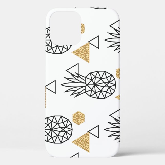 Coques Case-Mate iPhone Motif de points d'or géométriques à ananas. (Verso)