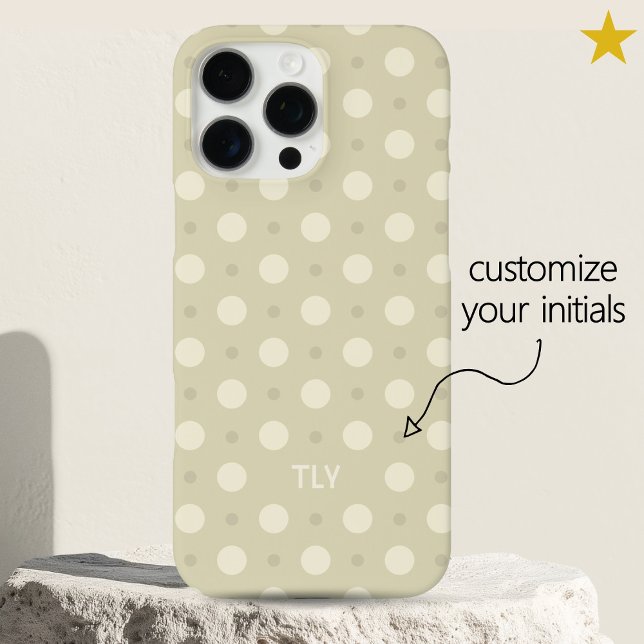 Coques Case-Mate iPhone Motif de points gris pastel doux avec initiales pe (Créateur téléchargé)