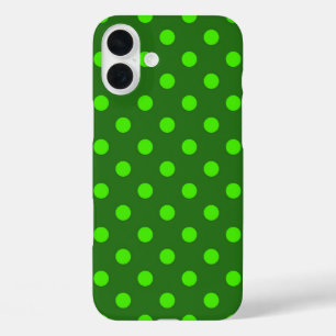 Coque Pour iPhone 16 Plus Motif de points noirs verts sur fond vert