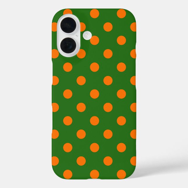 Coques Case-Mate iPhone Motif de points orange sur fond vert  (Verso)