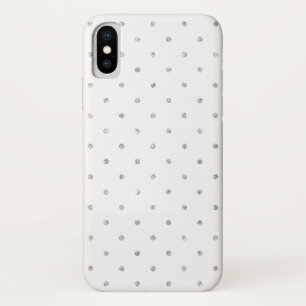Coques Pour iPhone Motif de pois argenté blanc élégant de parties
