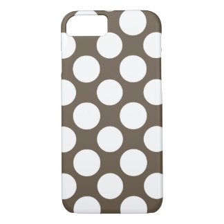 Coque iPhone 7 Motif de pois blanc de Taupe moderne