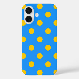Coque Pour iPhone 16 Motif de pois jaunes sur fond bleu