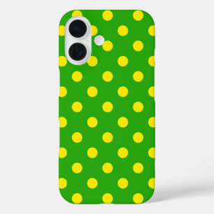 Coque Pour iPhone 16 Motif de pois jaunes sur fond vert 