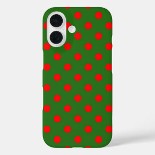 Coque Pour iPhone 16 Motif de pois rouges sur fond vert