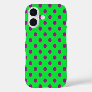 Coque Pour iPhone 16 Motif de pois violet sur fond vert