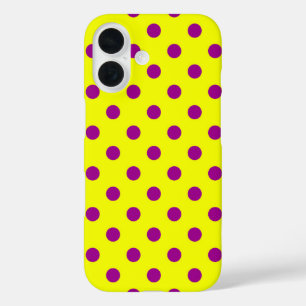 Coque Pour iPhone 16 Motif de pois violet sur jaune